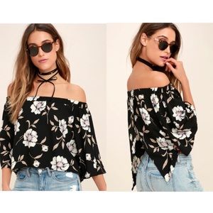 Lulus Light of Dawn Floral Print Off Shoulder Top